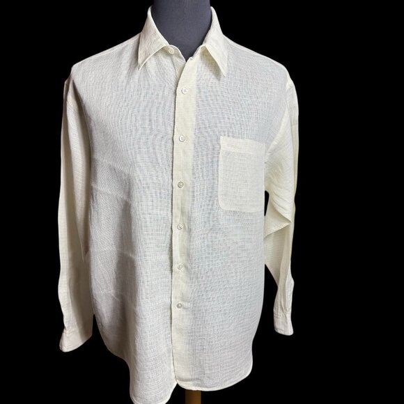 Mens Metropolitan View Dress Shirt Italian Linen Size XL Long sleeve Pocket - Picture 1 of 10